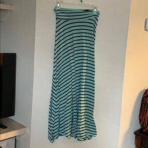 Teal and black maxi skirt